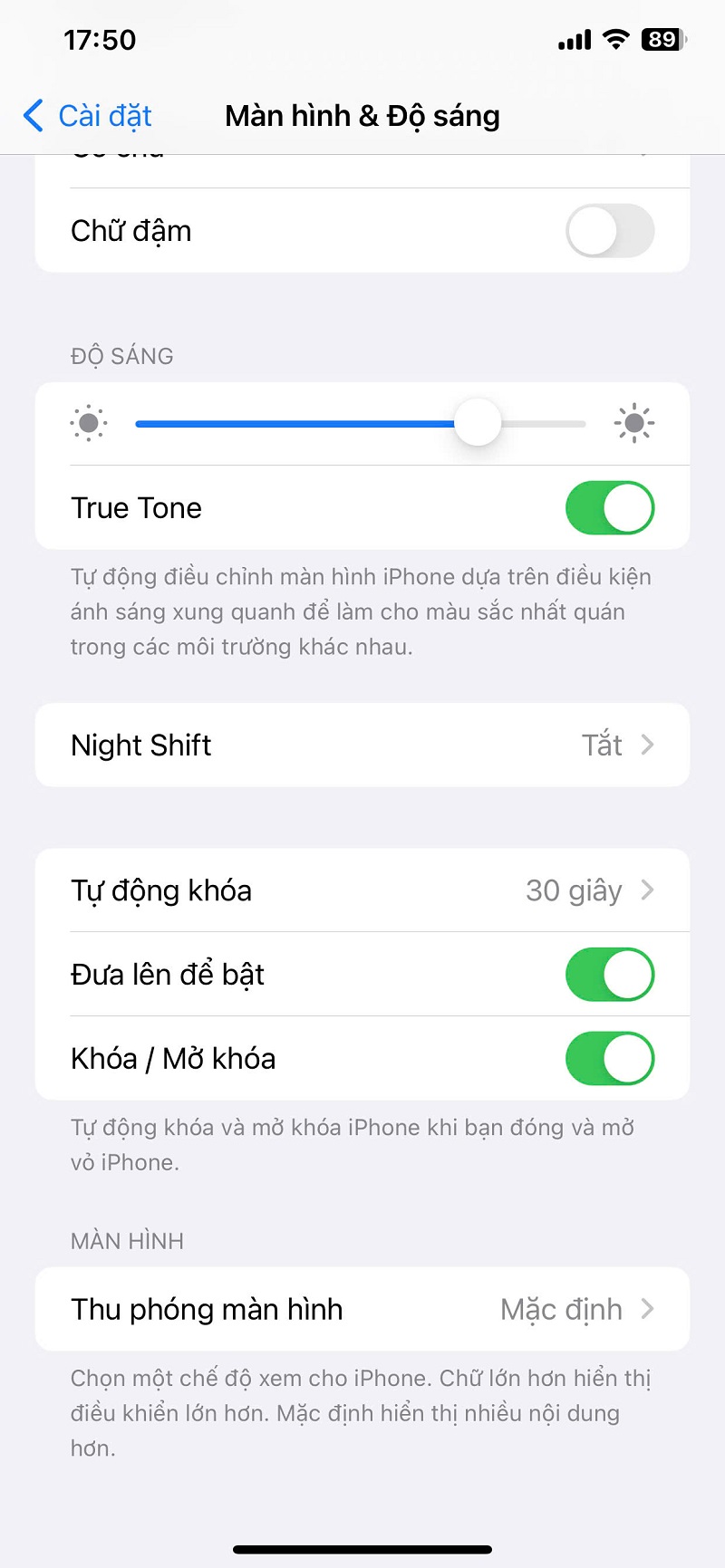 Cách tắt chế độ bảo vệ mắt trên iPhone
