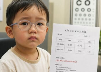Bé 3 tuổi bị cận thị nặng
