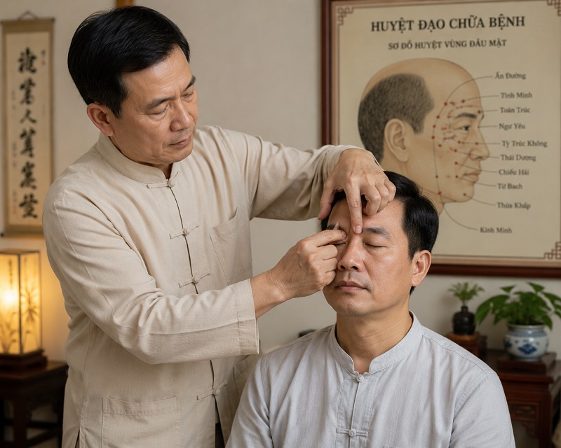 Bấm huyệt chữa mắt mờ
